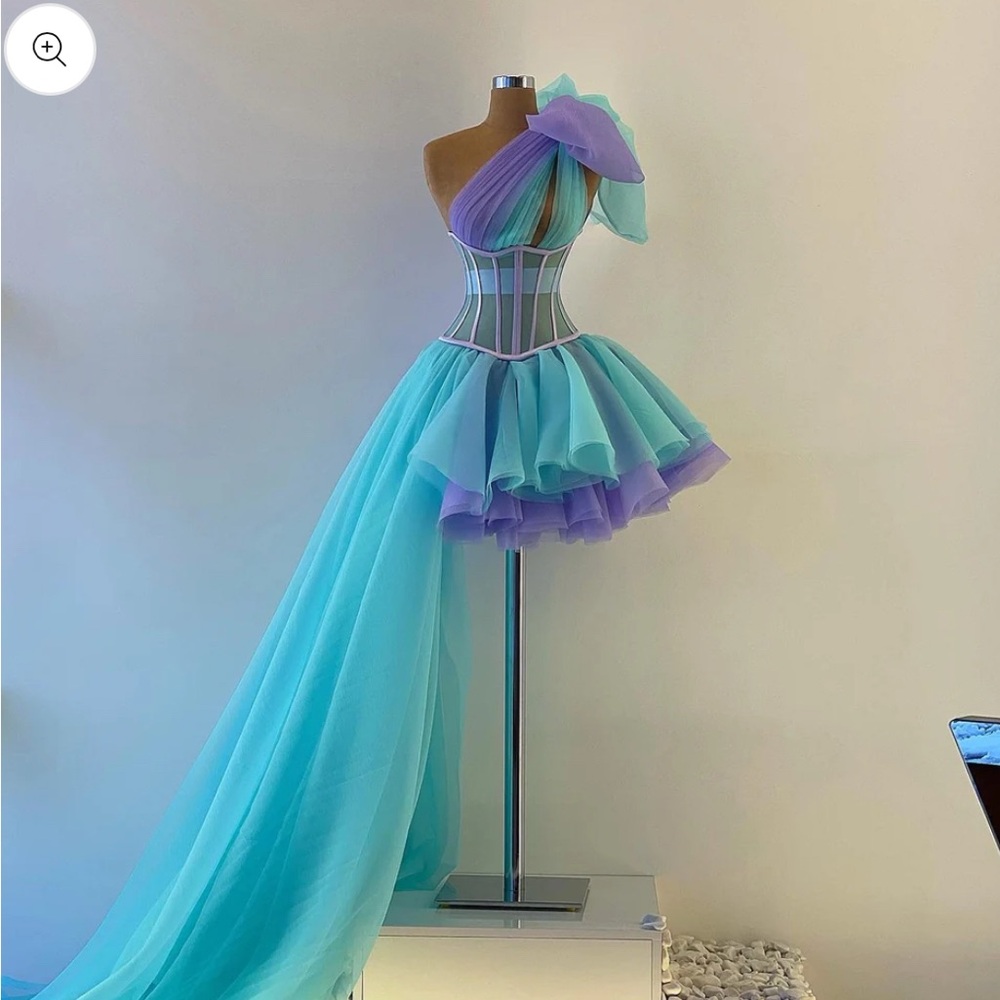 Corset Lilac and Mint Gown, Prom dress, Elegant One Shoulder Dress, Assimentical